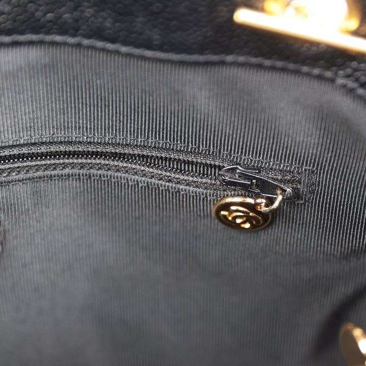 Vintage Top Quality Chanel Triple CC Tote Bag Black Caviar Gold Hardware