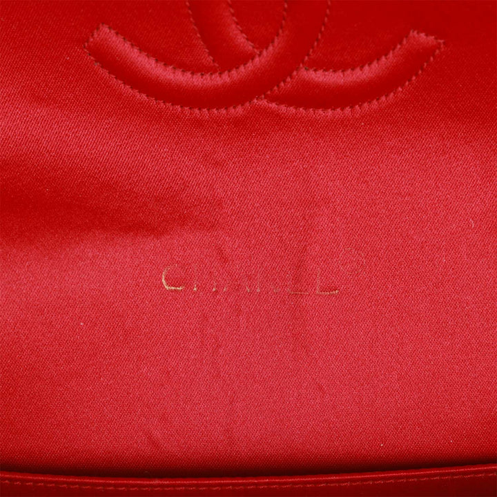 Vintage Top Quality Chanel Small Flap Bag Red Satin Gold Hardware