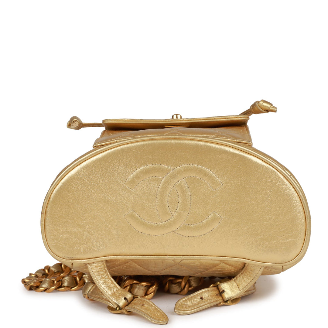 Vintage Top Quality Chanel Duma Backpack Gold Metallic Lambskin Gold Hardware