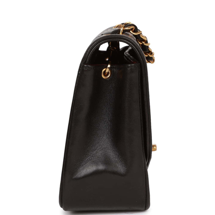 Vintage Top Quality Chanel Small Diana Flap Bag Black Lambskin Gold Hardware