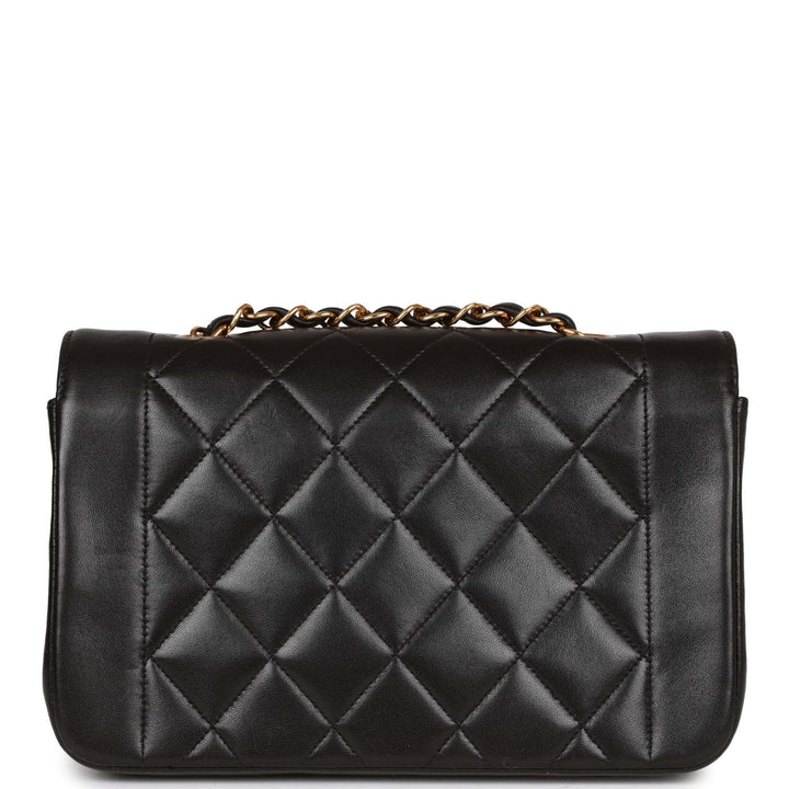 Vintage Top Quality Chanel Small Diana Flap Bag Black Lambskin Gold Hardware