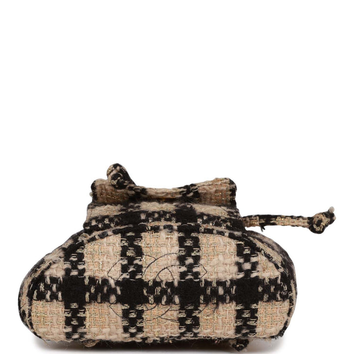 Vintage Top Quality Chanel Duma Backpack Beige and Black Tweed Gold Hardware