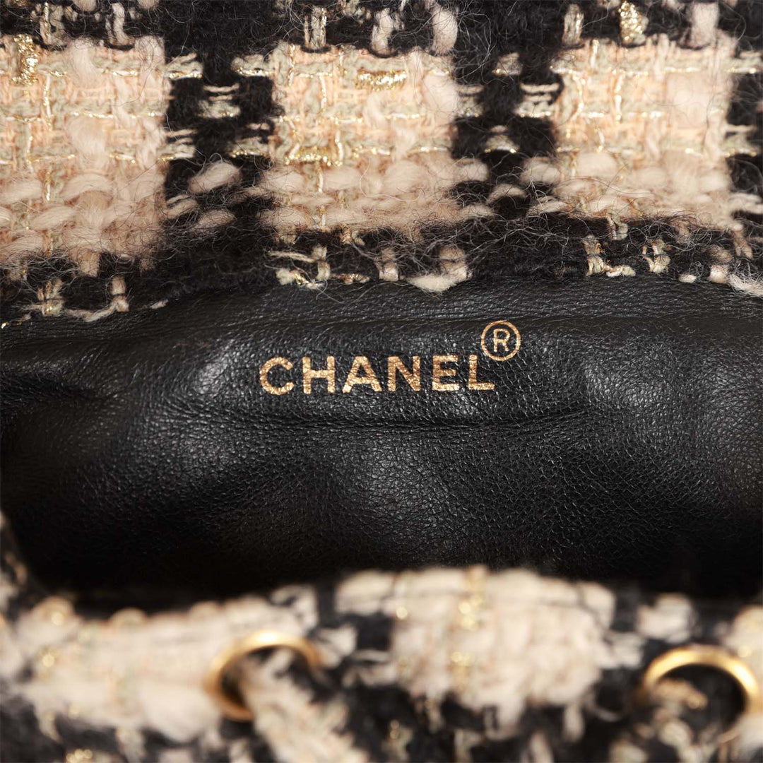 Vintage Top Quality Chanel Duma Backpack Beige and Black Tweed Gold Hardware
