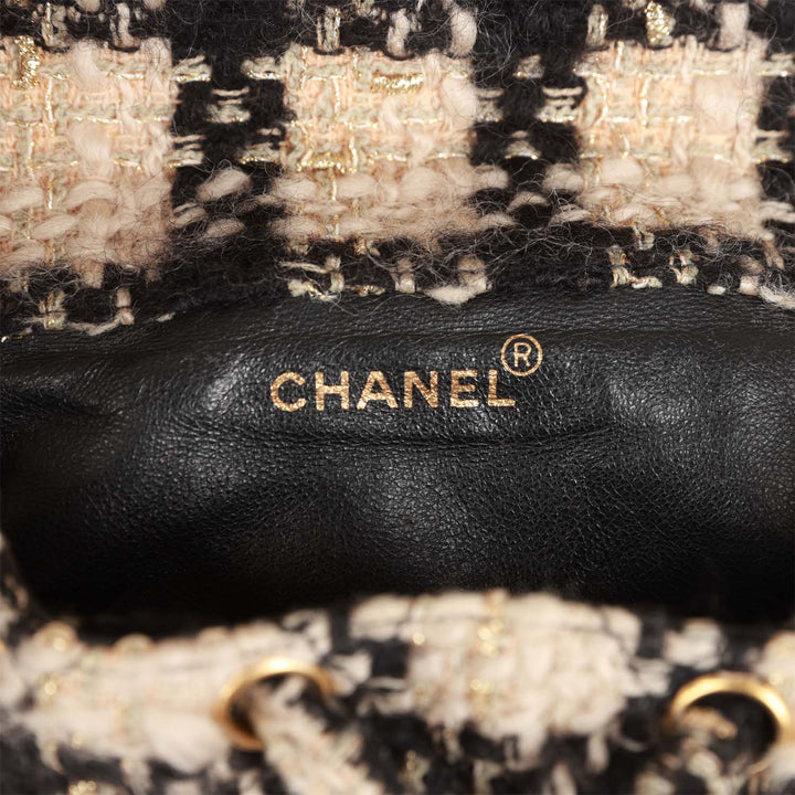 Vintage Top Quality Chanel Duma Backpack Beige and Black Tweed Gold Hardware