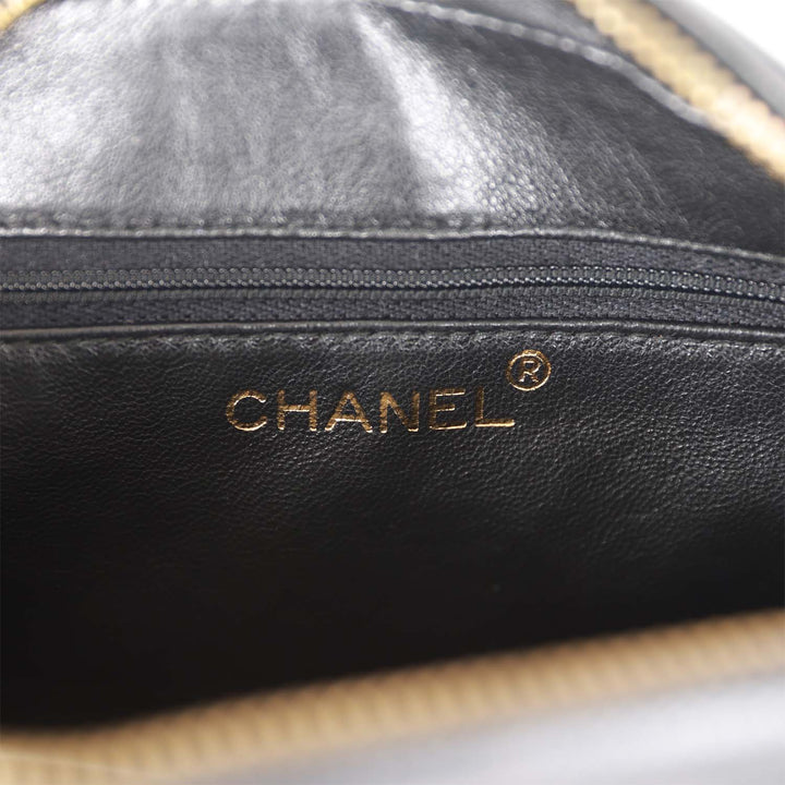 Vintage Top Quality Chanel Small Chevron Tassel Camera Bag Black Caviar Gold Hardware