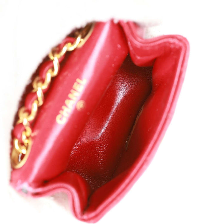 Vintage Top Quality Chanel Micro Waist Flap Bag Red Lambskin Gold Hardware