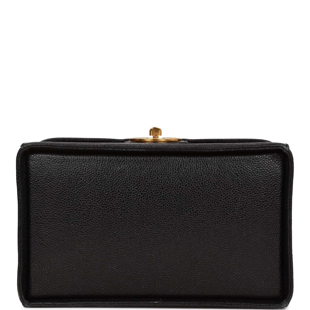 Vintage Top Quality Chanel Large Vanity Bag Black Caviar Gold Hardware