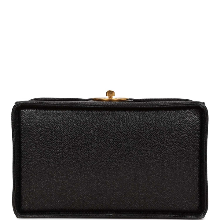 Vintage Top Quality Chanel Large Vanity Bag Black Caviar Gold Hardware