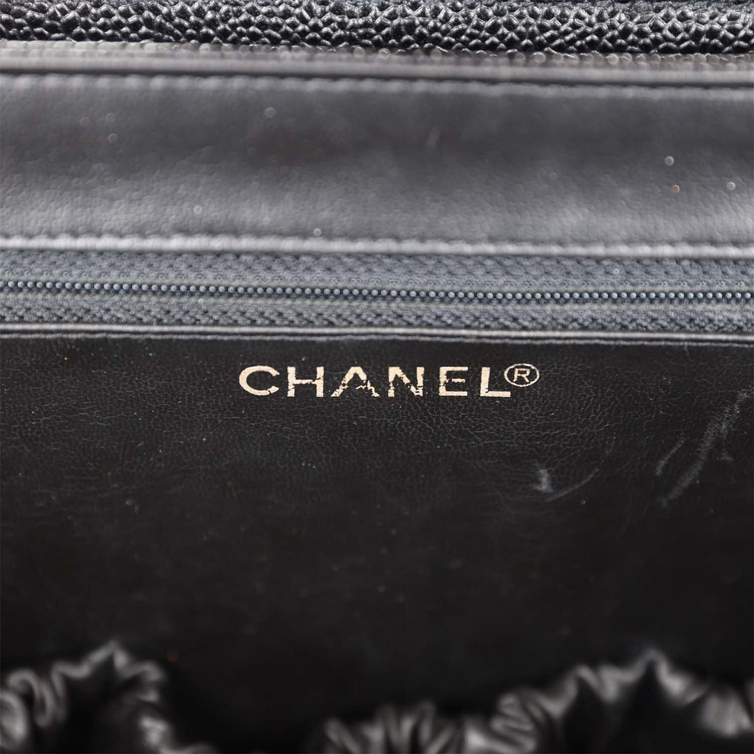 Vintage Top Quality Chanel Large Vanity Bag Black Caviar Gold Hardware