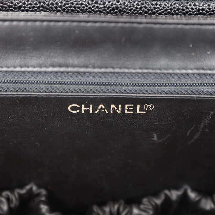 Vintage Top Quality Chanel Large Vanity Bag Black Caviar Gold Hardware