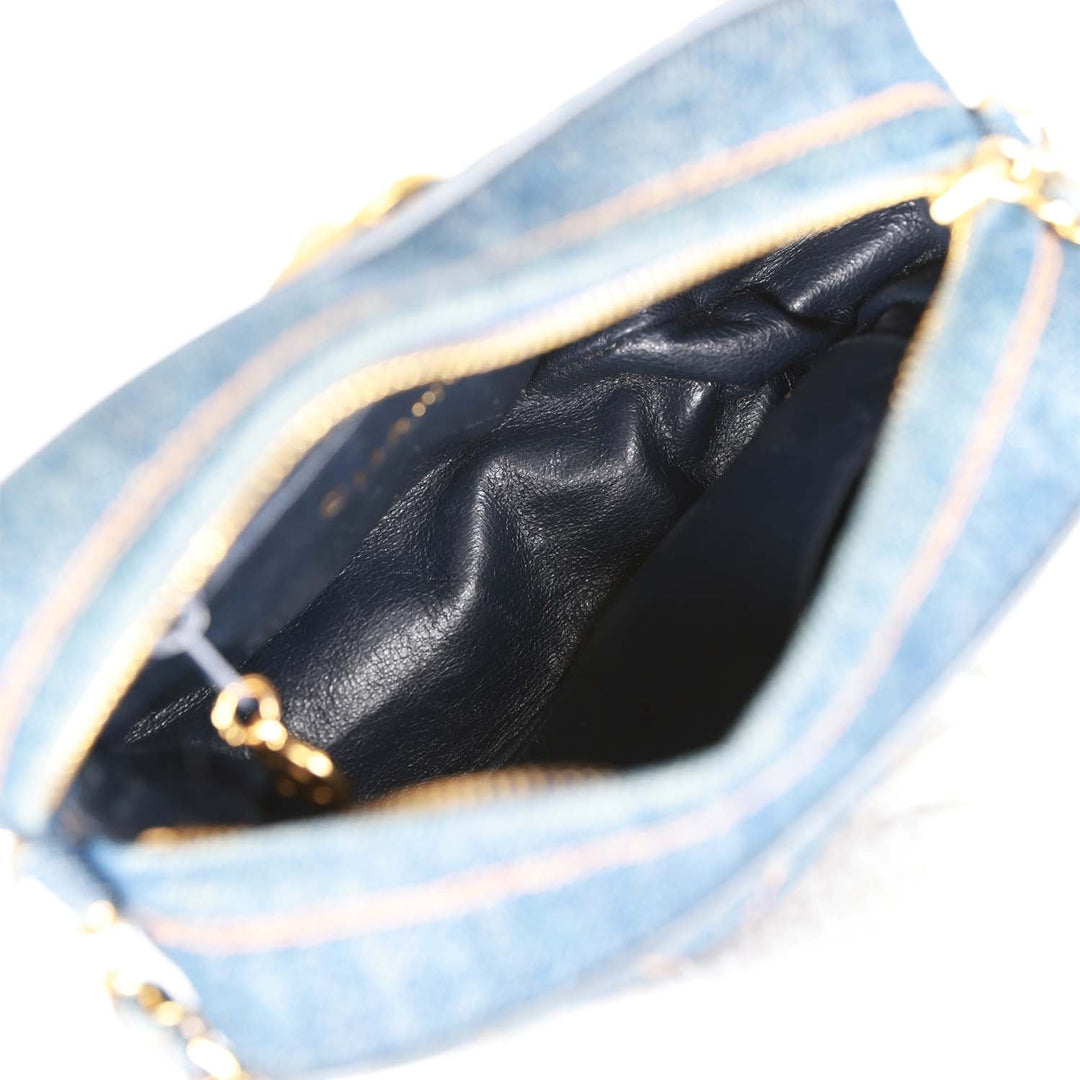 Vintage Top Quality Chanel Mini Camera Bag Blue Denim Gold Hardware