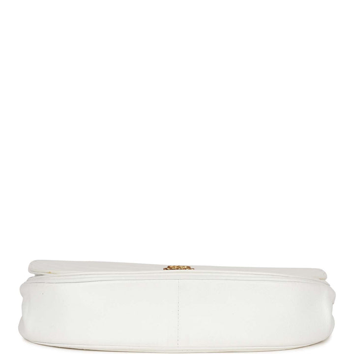 Vintage Top Quality Chanel Half Moon Shoulder Bag White Lambskin Gold Hardware