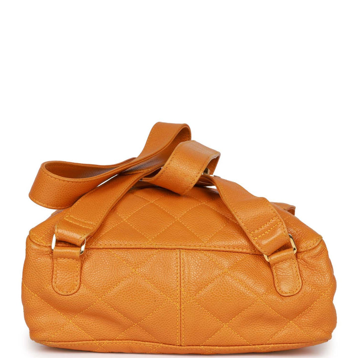 Vintage Top Quality Chanel Flap Backpack Yellow Caviar Gold Hardware