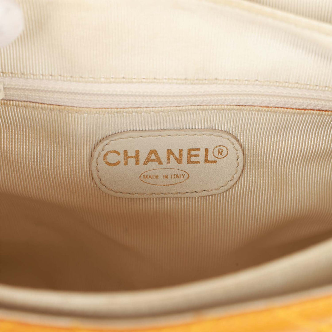 Vintage Top Quality Chanel Flap Backpack Yellow Caviar Gold Hardware