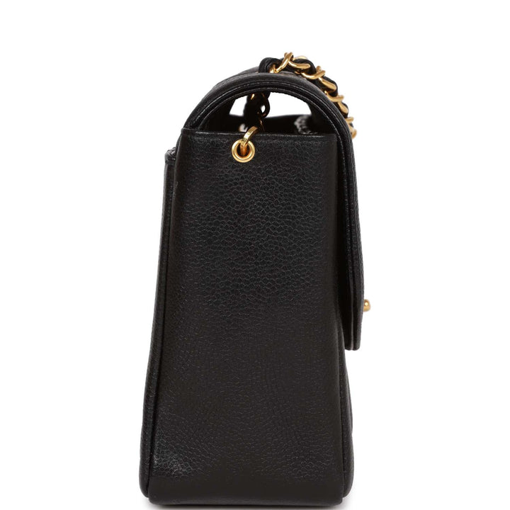 Vintage Top Quality Chanel Medium Diana Flap Bag Black Caviar Gold Hardware