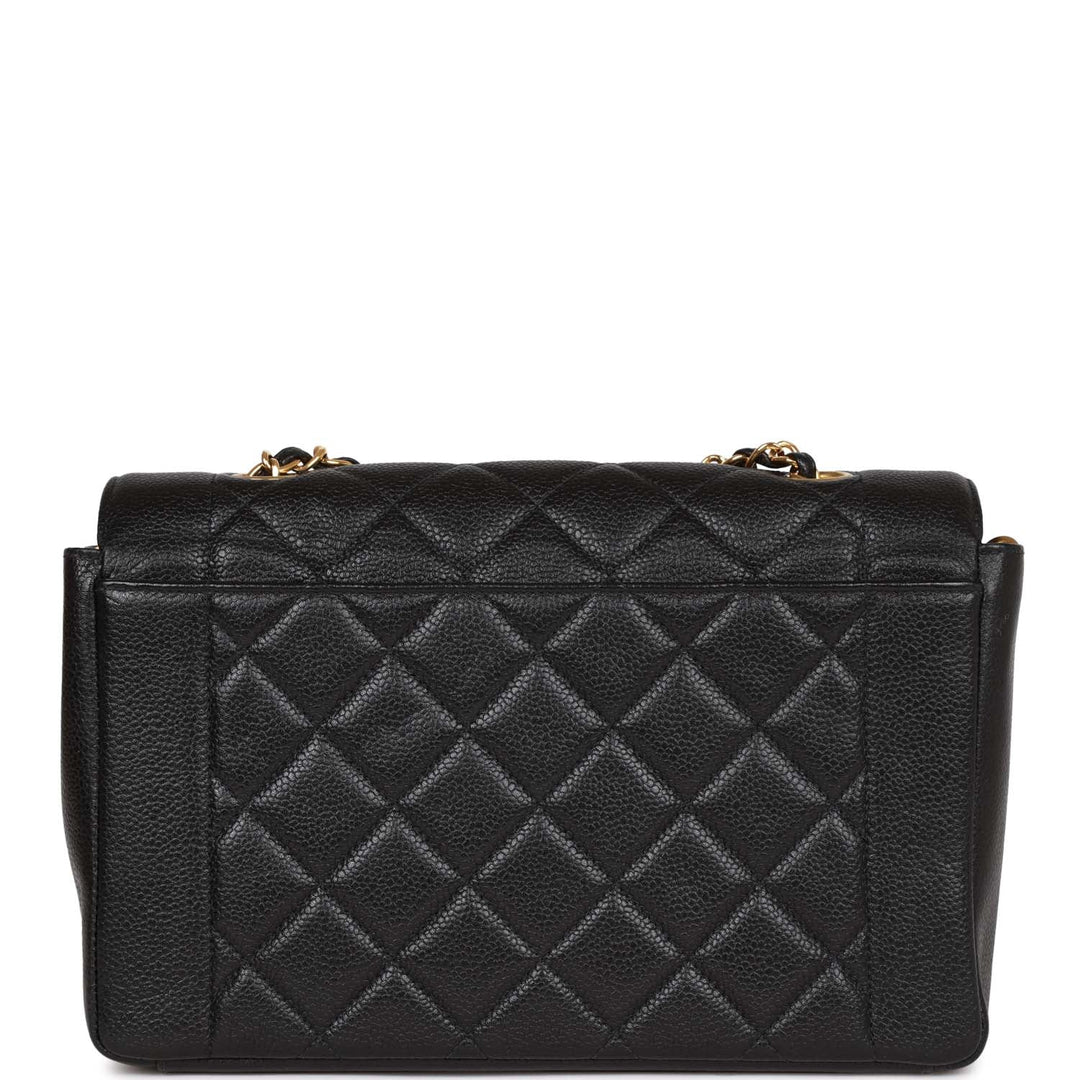 Vintage Top Quality Chanel Medium Diana Flap Bag Black Caviar Gold Hardware