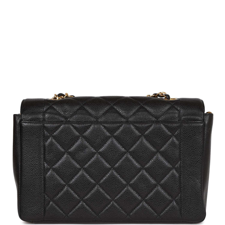 Vintage Top Quality Chanel Medium Diana Flap Bag Black Caviar Gold Hardware