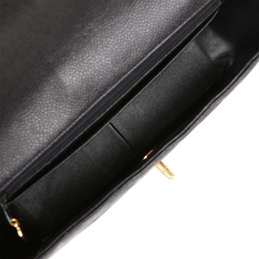 Vintage Top Quality Chanel Medium Diana Flap Bag Black Caviar Gold Hardware