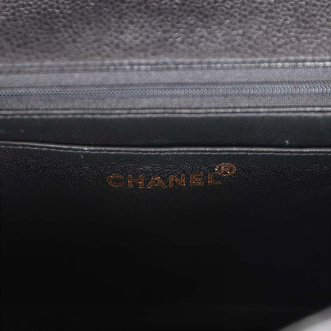Vintage Top Quality Chanel Medium Diana Flap Bag Black Caviar Gold Hardware