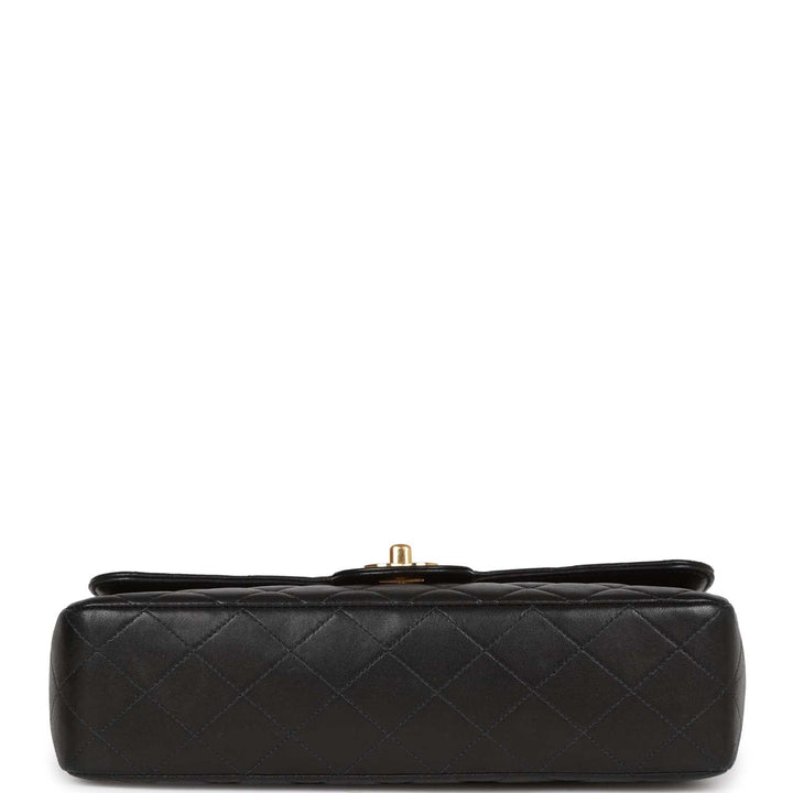 Vintage Top Quality Chanel Kelly Parent Flap Bag Black Lambskin Gold Hardware