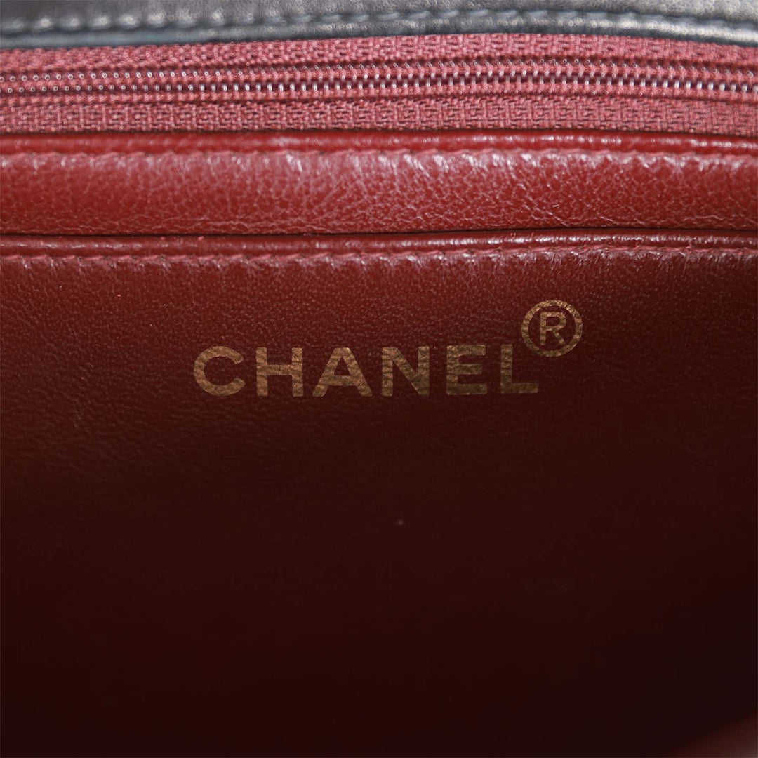 Vintage Top Quality Chanel Kelly Parent Flap Bag Black Lambskin Gold Hardware