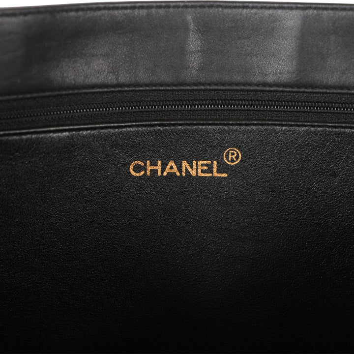 Vintage Top Quality Chanel CC Chain Shopping Tote Bag Black Lambskin Gold Hardware