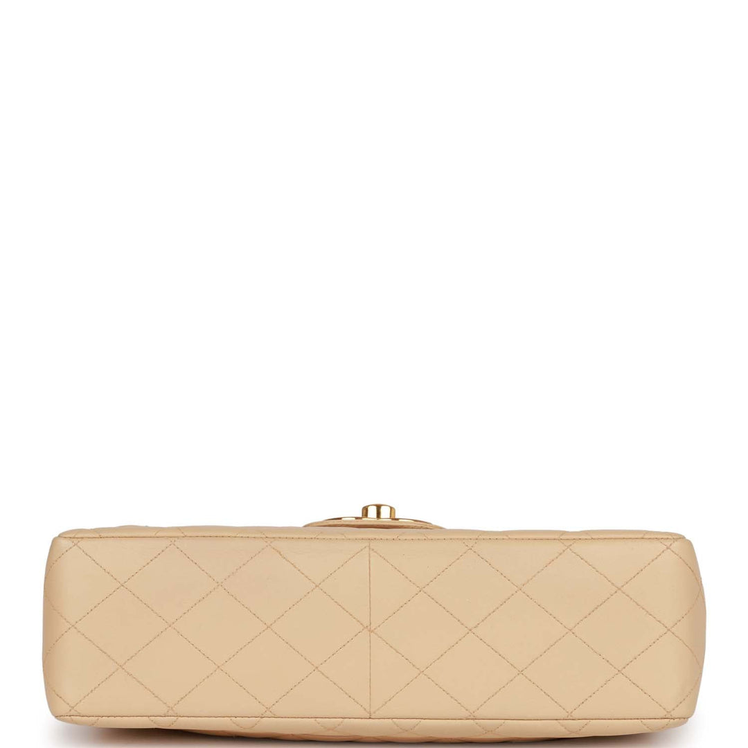 Vintage Top Quality Chanel XL Jumbo Flap Bag Beige Lambskin Gold Hardware