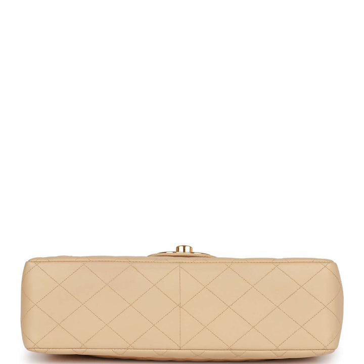 Vintage Top Quality Chanel XL Jumbo Flap Bag Beige Lambskin Gold Hardware