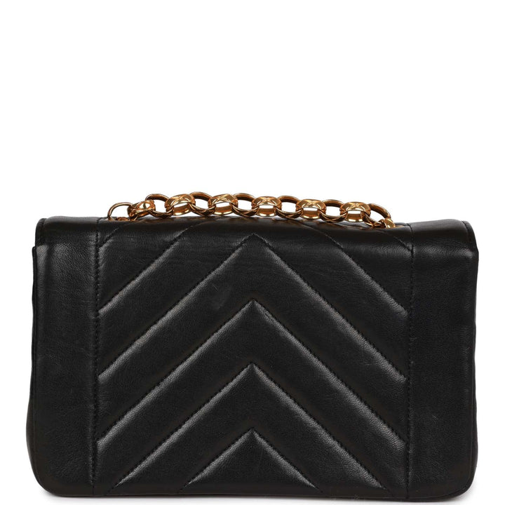 Vintage Top Quality Chanel Faux Pearl Coco Bijou Mini Flap Bag Black Lambskin Gold Hardware