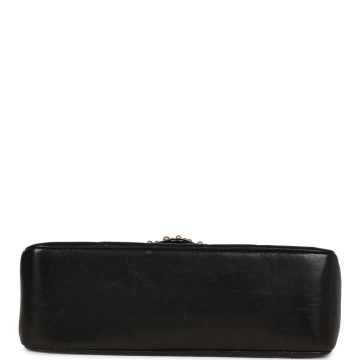 Vintage Top Quality Chanel Faux Pearl Coco Bijou Mini Flap Bag Black Lambskin Gold Hardware