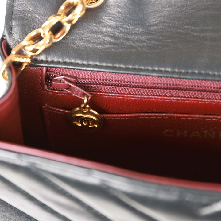 Vintage Top Quality Chanel Faux Pearl Coco Bijou Mini Flap Bag Black Lambskin Gold Hardware