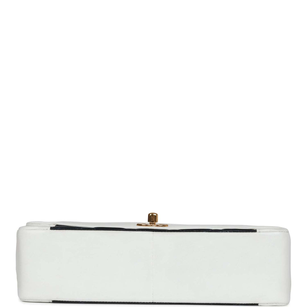 Vintage Top Quality Chanel Small Diana Flap Bag White and Navy Lambskin Gold Hardware