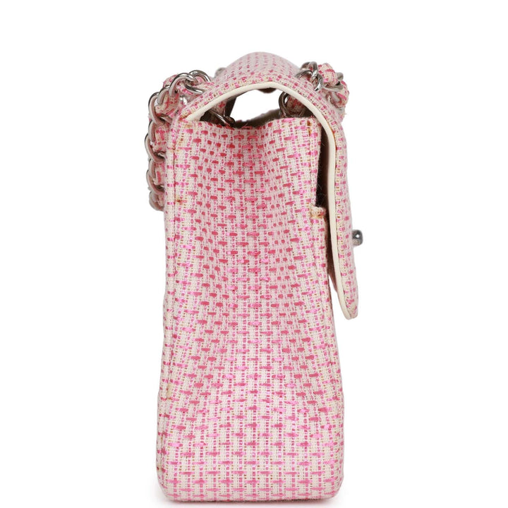 Vintage Top Quality Chanel Classic Mini Flap Bag Pink Tweed Silver Hardware