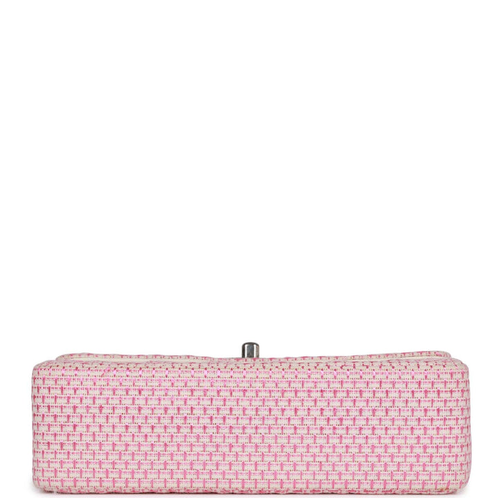 Vintage Top Quality Chanel Classic Mini Flap Bag Pink Tweed Silver Hardware