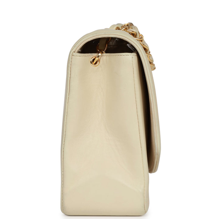Vintage Top Quality Chanel Medium Diana Flap Bag Ivory Lambskin Gold Hardware