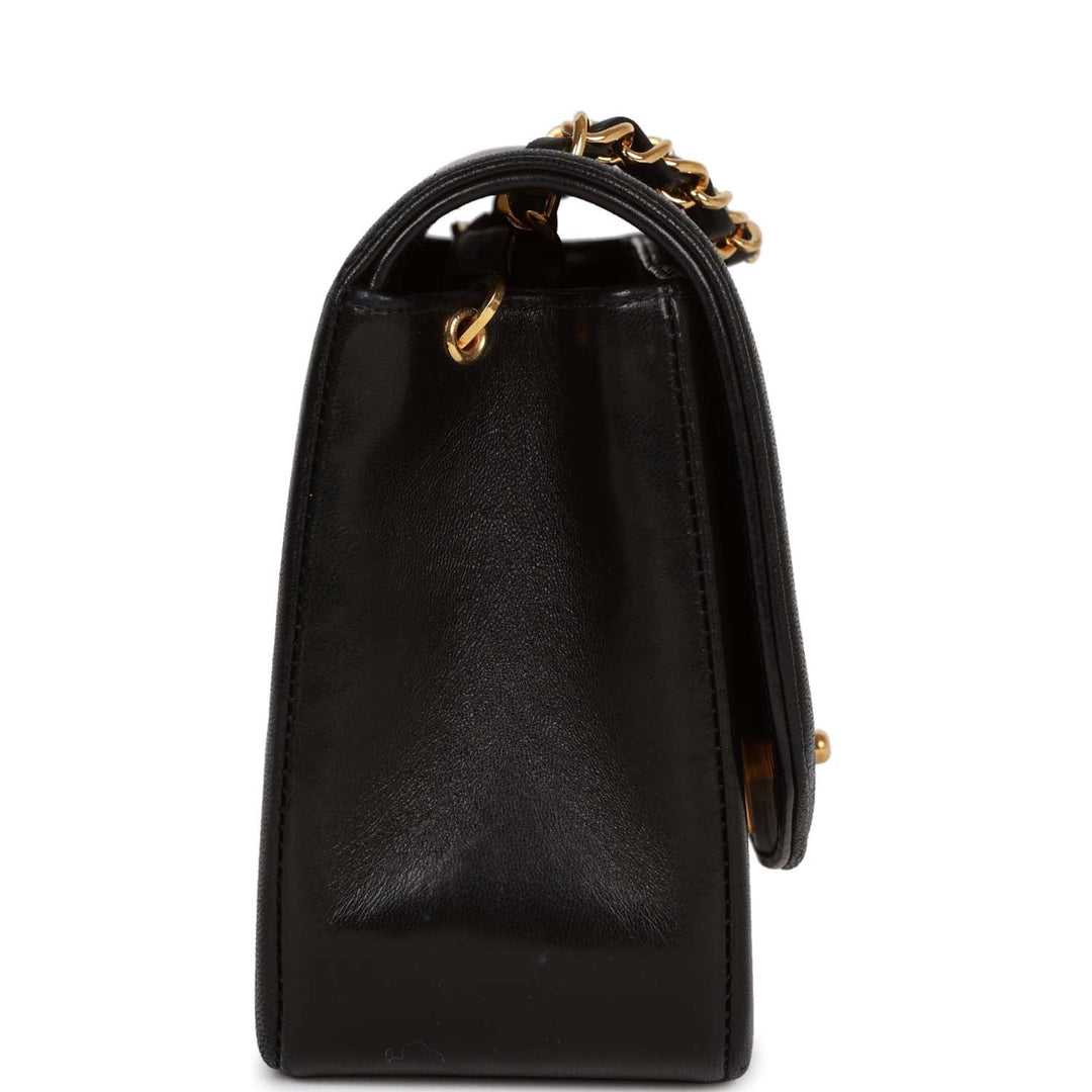 Vintage Top Quality Chanel Small Diana Flap Bag Black Lambskin Gold Hardware