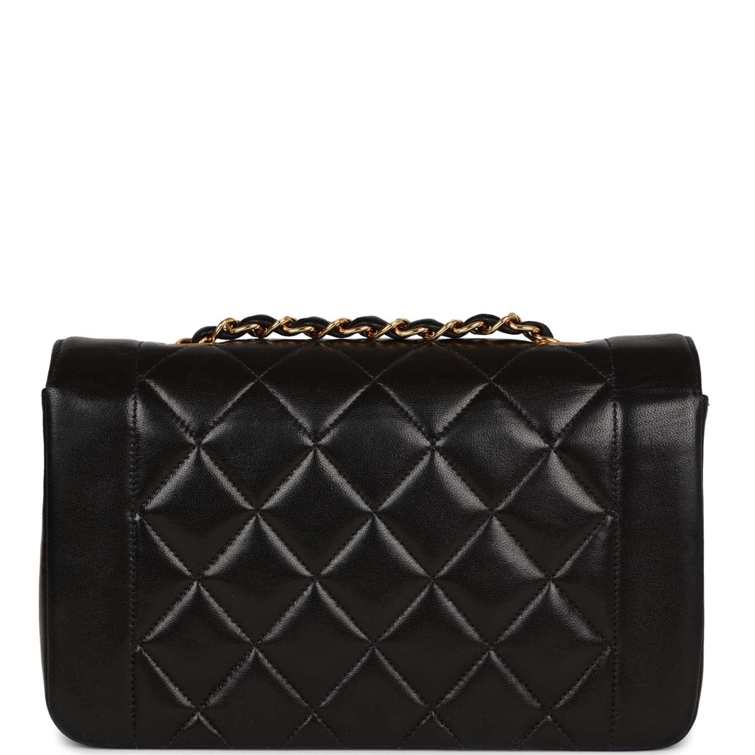 Vintage Top Quality Chanel Small Diana Flap Bag Black Lambskin Gold Hardware