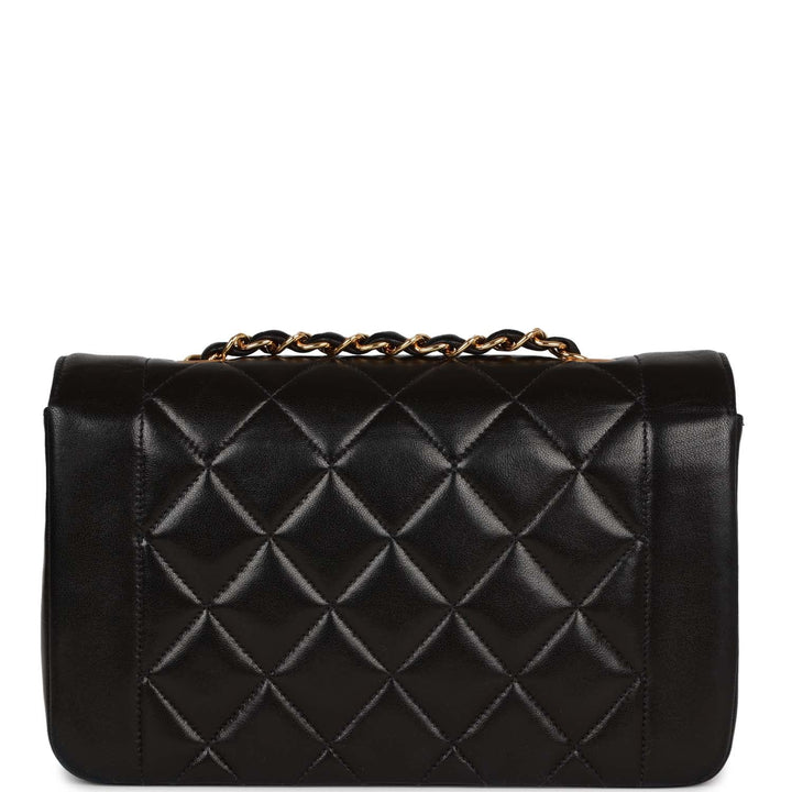 Vintage Top Quality Chanel Small Diana Flap Bag Black Lambskin Gold Hardware