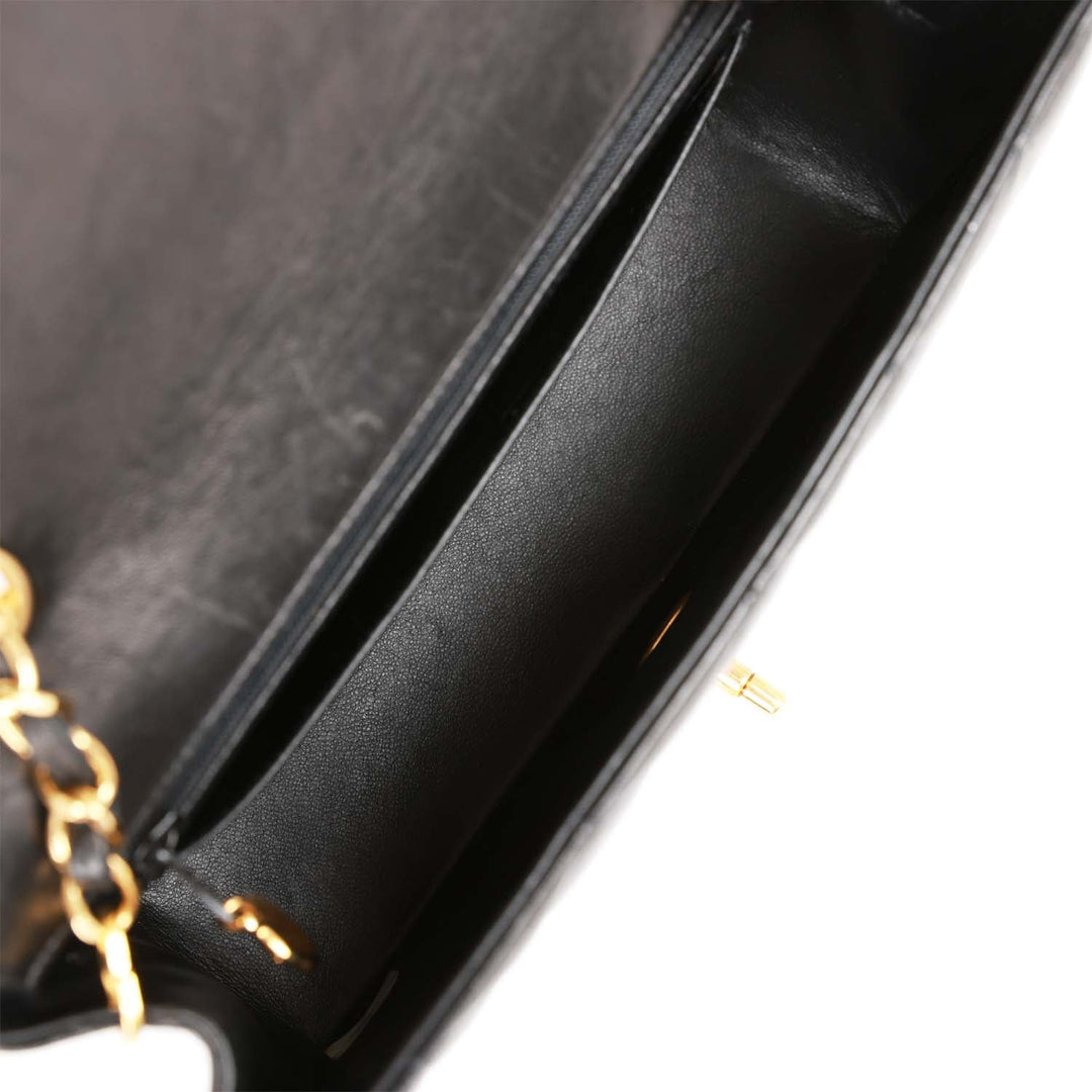 Vintage Top Quality Chanel Small Diana Flap Bag Black Lambskin Gold Hardware