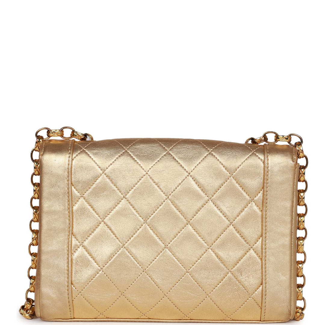 Vintage Top Quality Chanel Flap Bag Gold Metallic Lambskin Gold Hardware