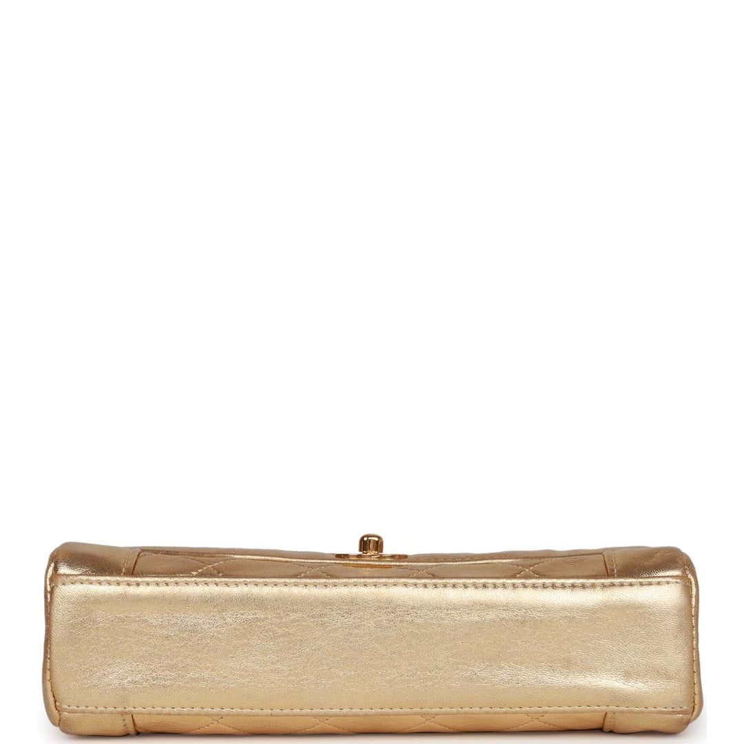 Vintage Top Quality Chanel Flap Bag Gold Metallic Lambskin Gold Hardware