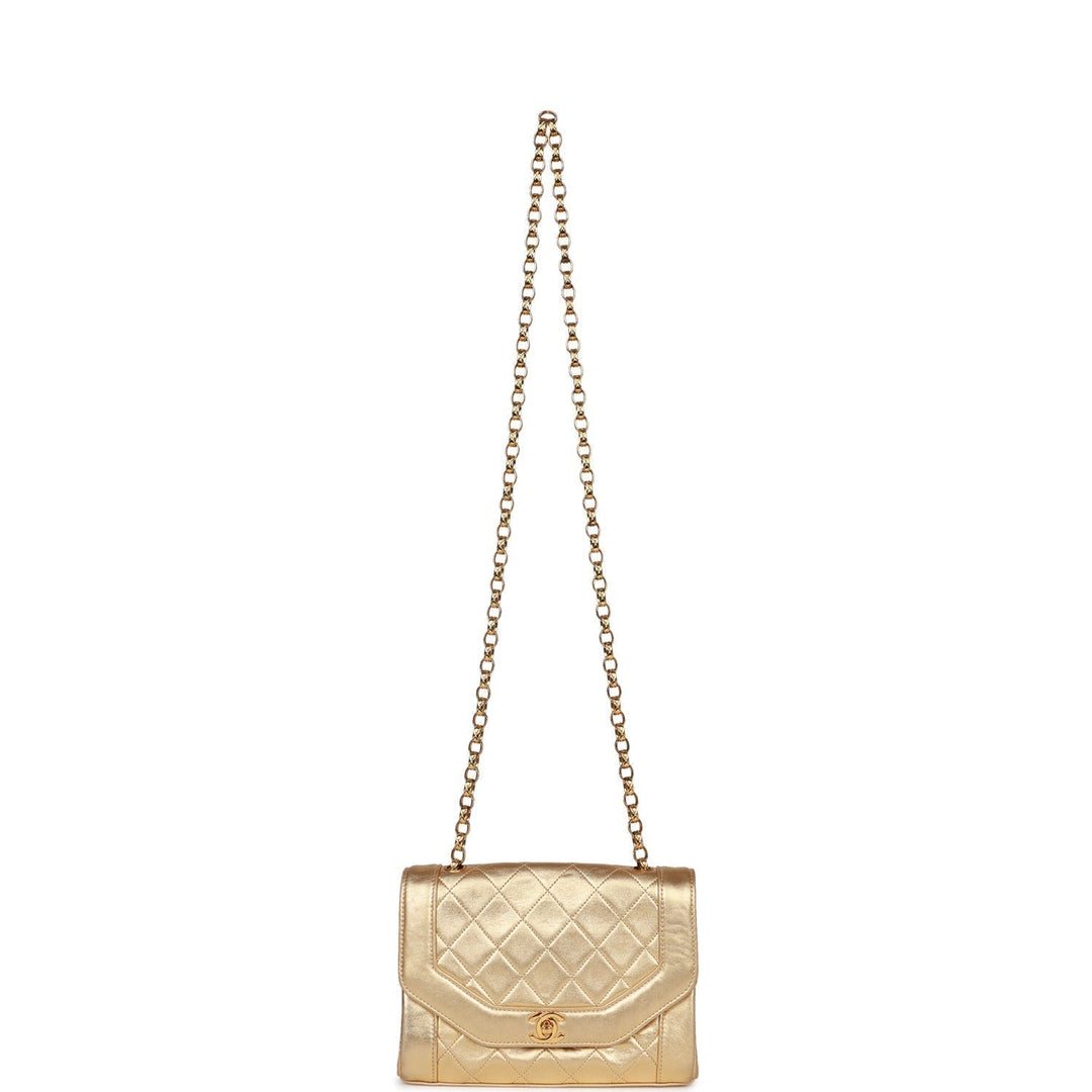 Vintage Top Quality Chanel Flap Bag Gold Metallic Lambskin Gold Hardware