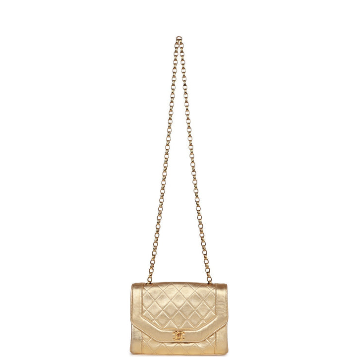 Vintage Top Quality Chanel Flap Bag Gold Metallic Lambskin Gold Hardware