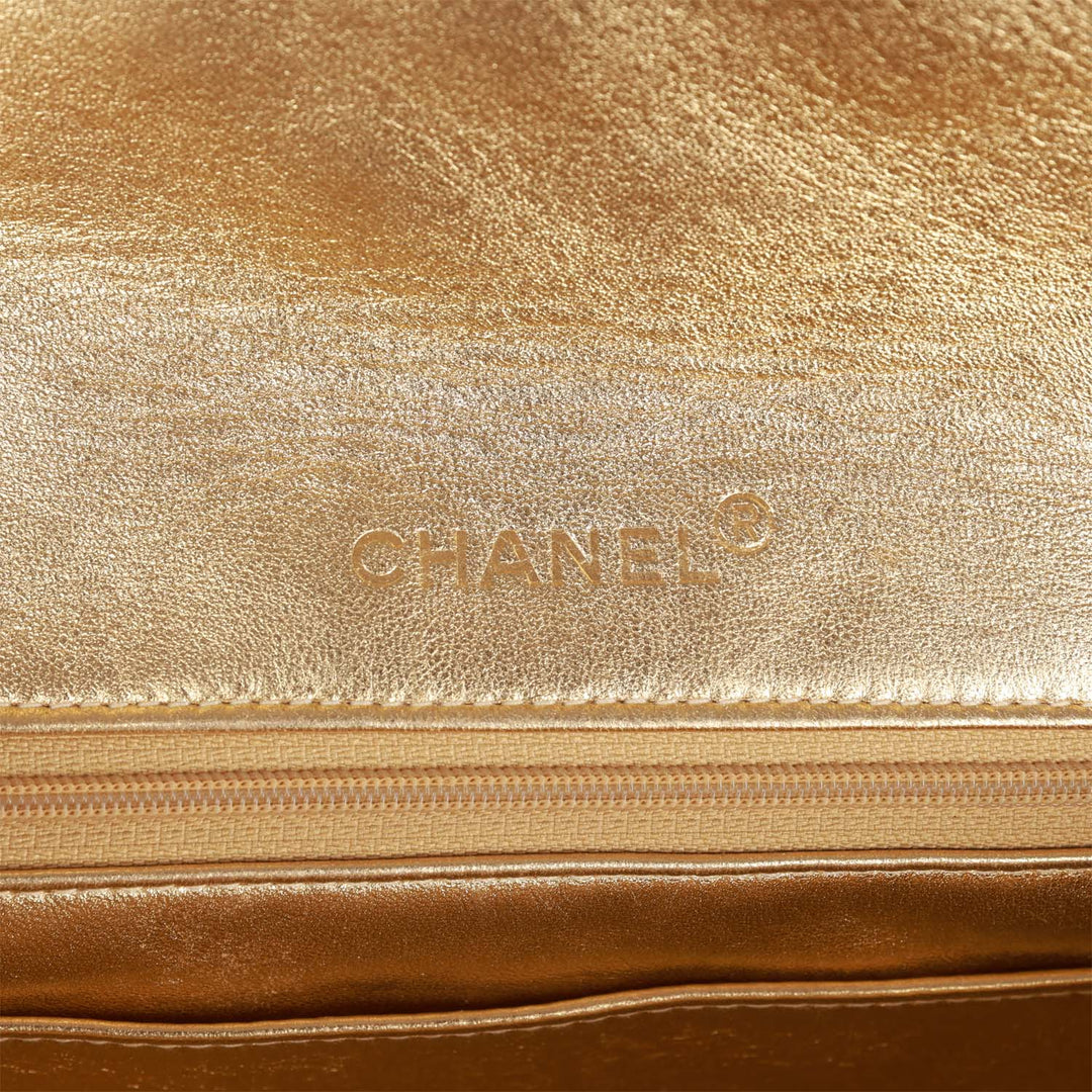 Vintage Top Quality Chanel Flap Bag Gold Metallic Lambskin Gold Hardware