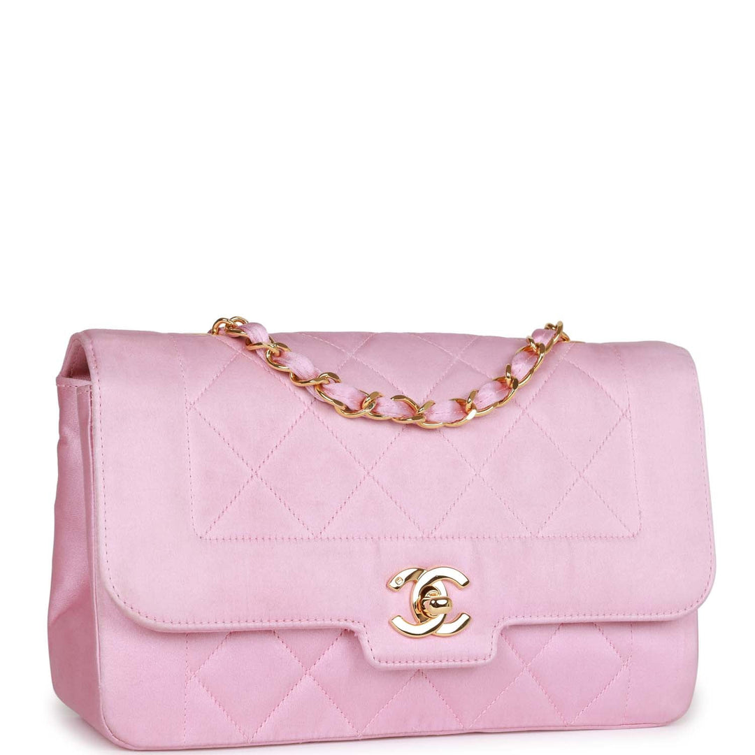 Vintage Top Quality Chanel Small Flap Bag Pink Satin Gold Hardware