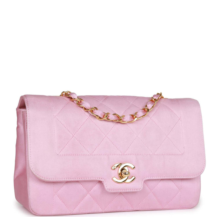 Vintage Top Quality Chanel Small Flap Bag Pink Satin Gold Hardware