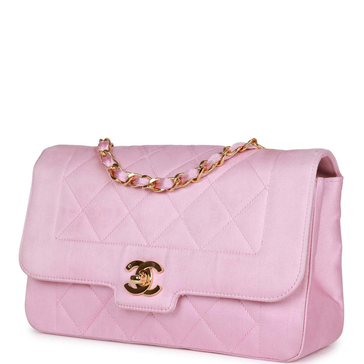 Vintage Top Quality Chanel Small Flap Bag Pink Satin Gold Hardware