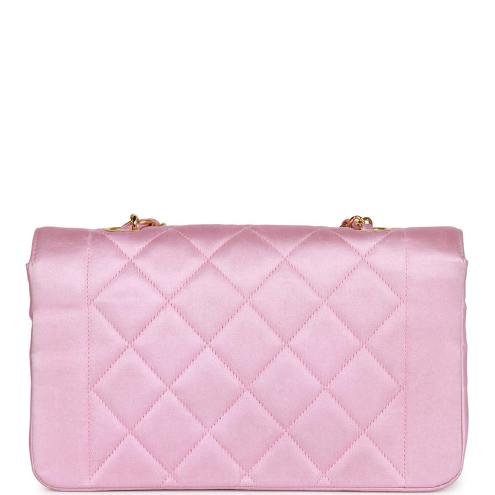 Vintage Top Quality Chanel Small Flap Bag Pink Satin Gold Hardware