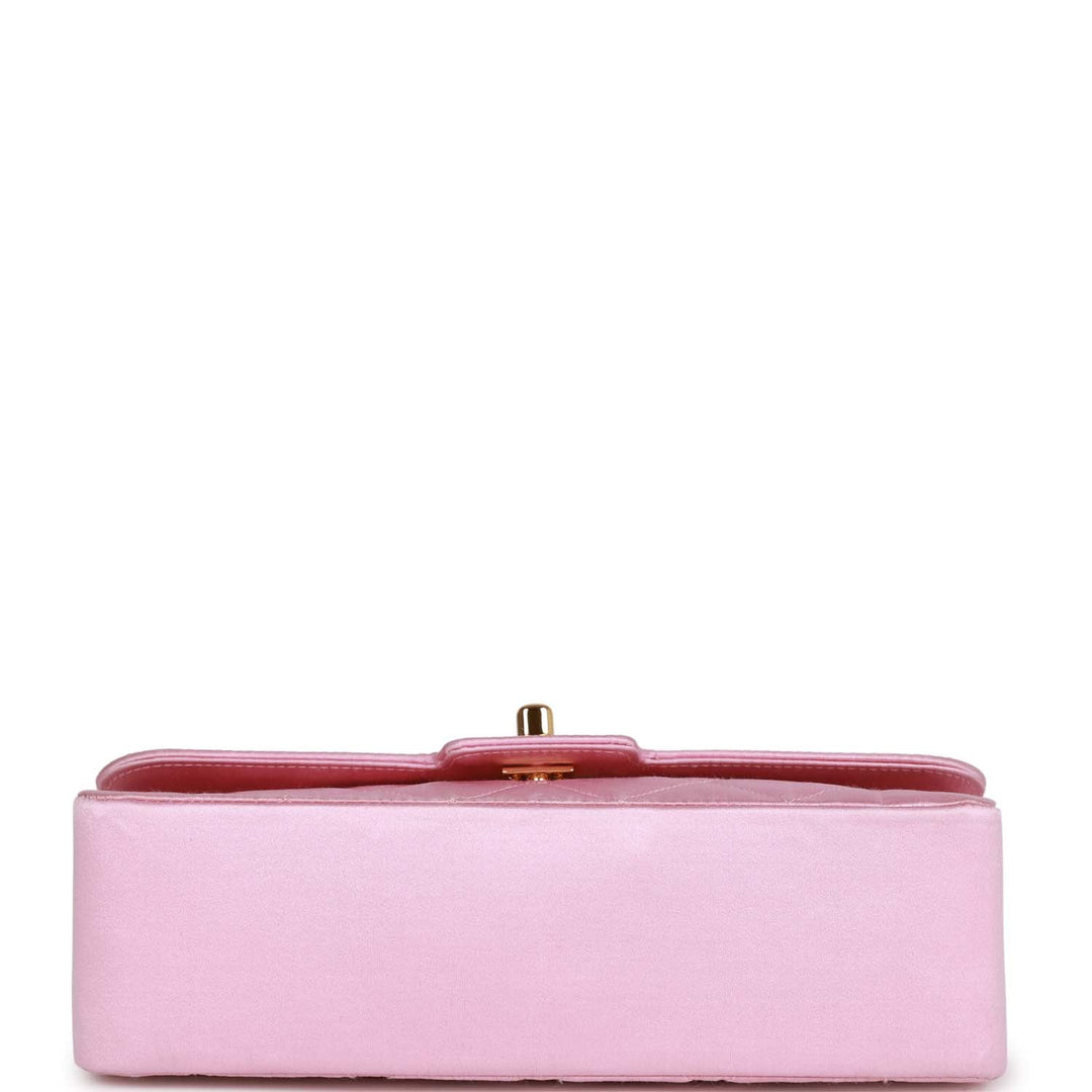 Vintage Top Quality Chanel Small Flap Bag Pink Satin Gold Hardware
