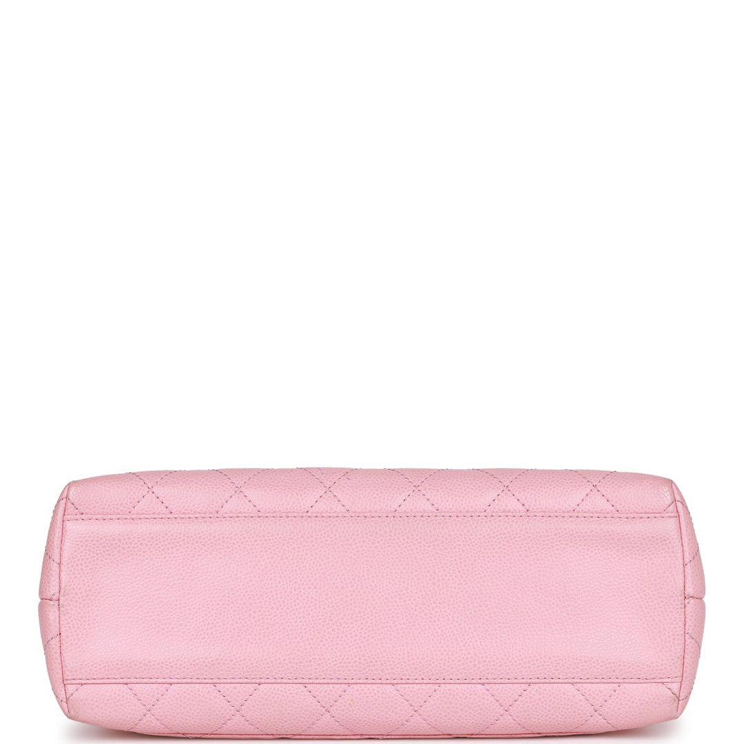 Vintage Top Quality Chanel Kelly Handle Flap Bag Pink Caviar Gold Hardware